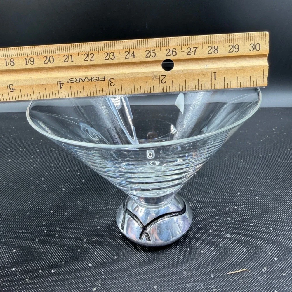 Lenox‎ Martini Glasses Set of 2 Clear Glass Silver Metal Base Modern Barware